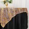 72" x 72" ROSE GOLD Tulle Square Table Overlay Wavy Embroidered Sequins